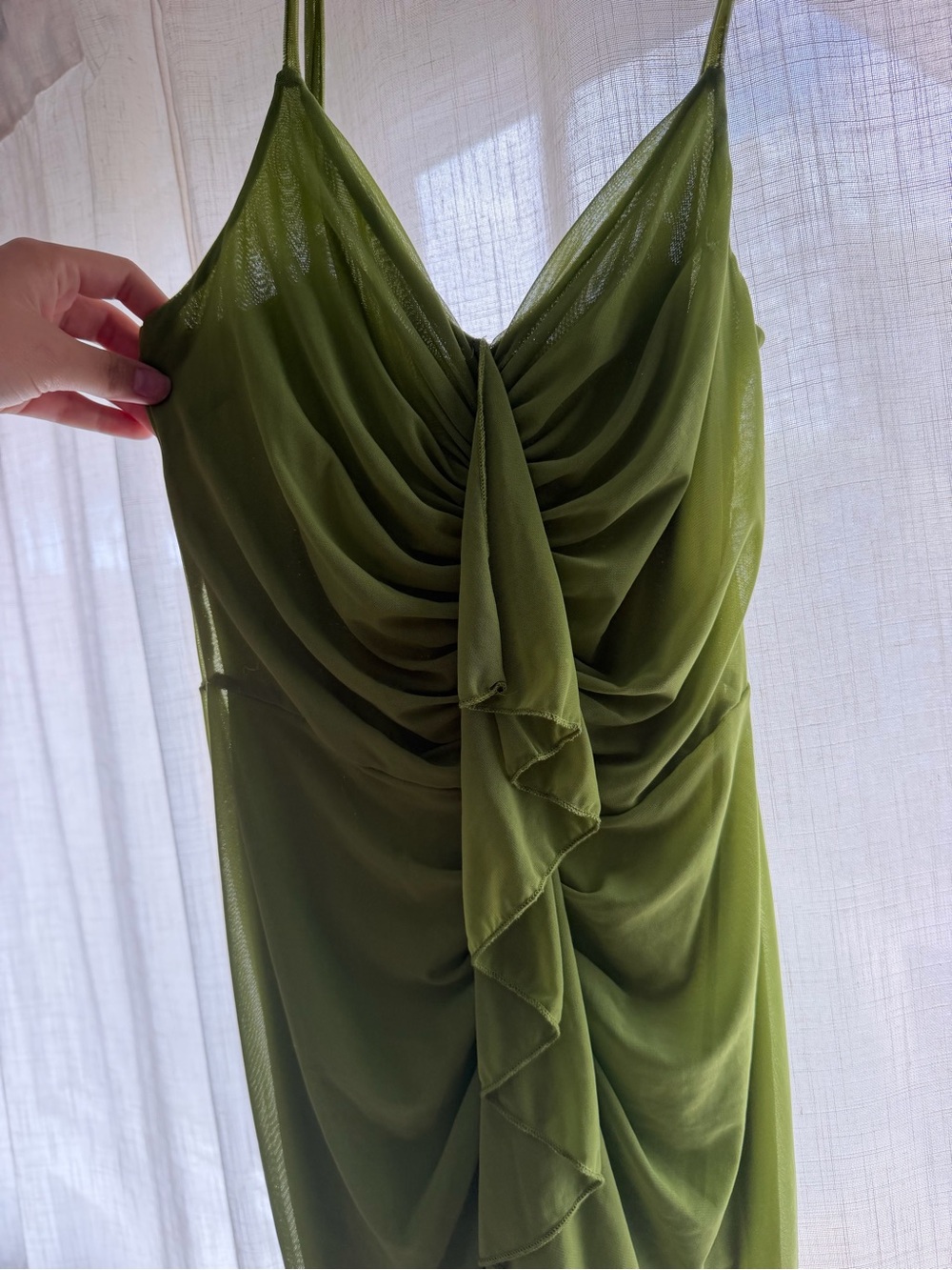 Green Ruffle Strap Dress - Picture 2 of 3